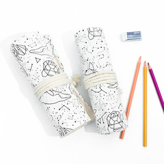 Large-Capacity Canvas Pencil Case with 36/48/72 Holes: Creative Stationery Organizer Pouch