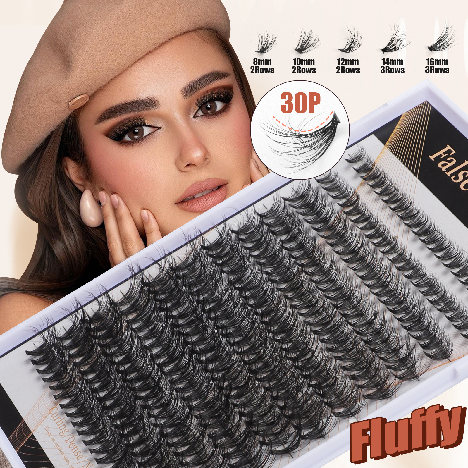 30d40d Eyelashes Volume30p False Eyelashes Dense Hair Hot Melt Segmented8mm-16mm Eyelashes