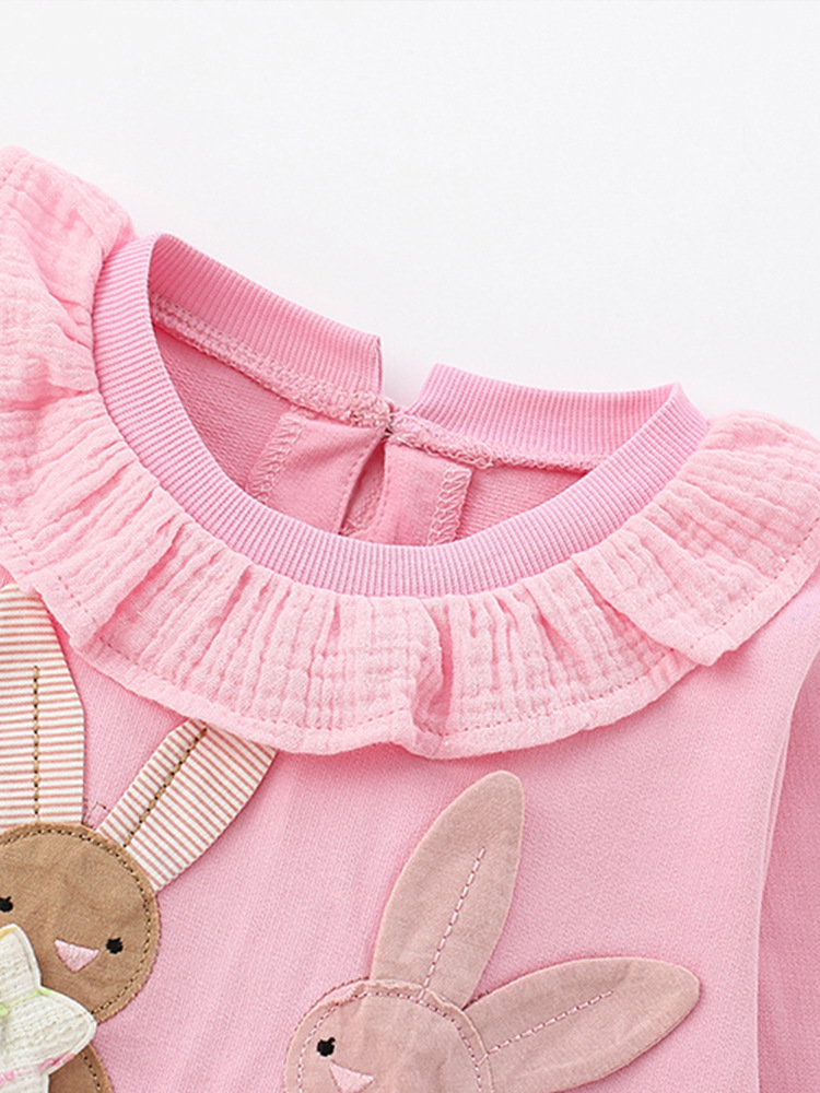 Cross-border malwee niñas chaqueta de otoño nuevo estilo europeo y americano para niños de cuello redondo camiseta de manga larga ropa infantil