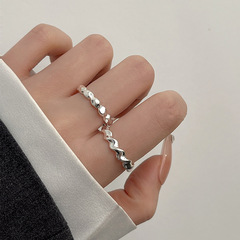 波浪幾何戒指女ins潮輕奢小眾設計時尚個性高級感素圈食指開口戒