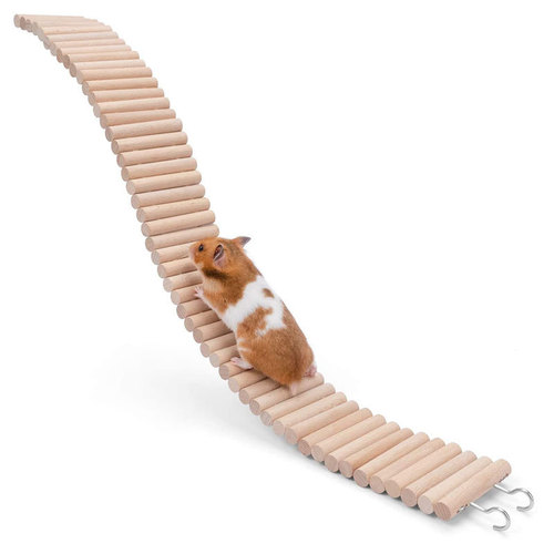 Hamster Wooden Ladder Fence 2-in-1 Bird Ladder, Natural Landscape Supply for Chinchillas, Wood Toy for Reptiles