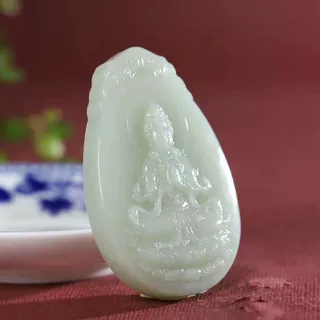 玉器工艺品天然新疆和田玉俄料青白玉玉石观音菩萨玉佩和田玉批发