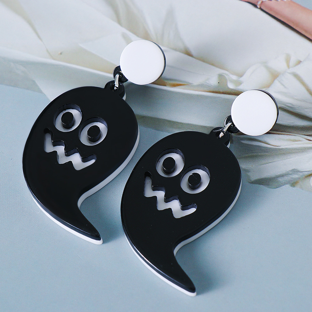 Halloween Funny Pumpkin Skull Ghost Acrylic Personality Resin Earrings display picture 3