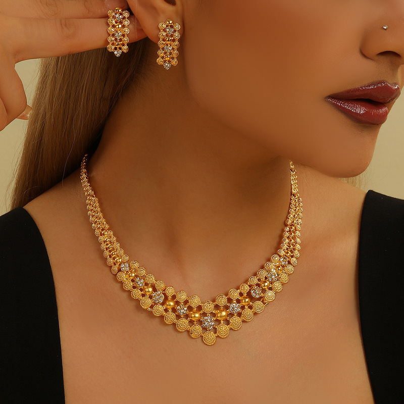 New 24K Dubai Bridal Wedding Jewelry Sets Nigerian Women's Necklace Earrings Bracelet Ring Jewelry