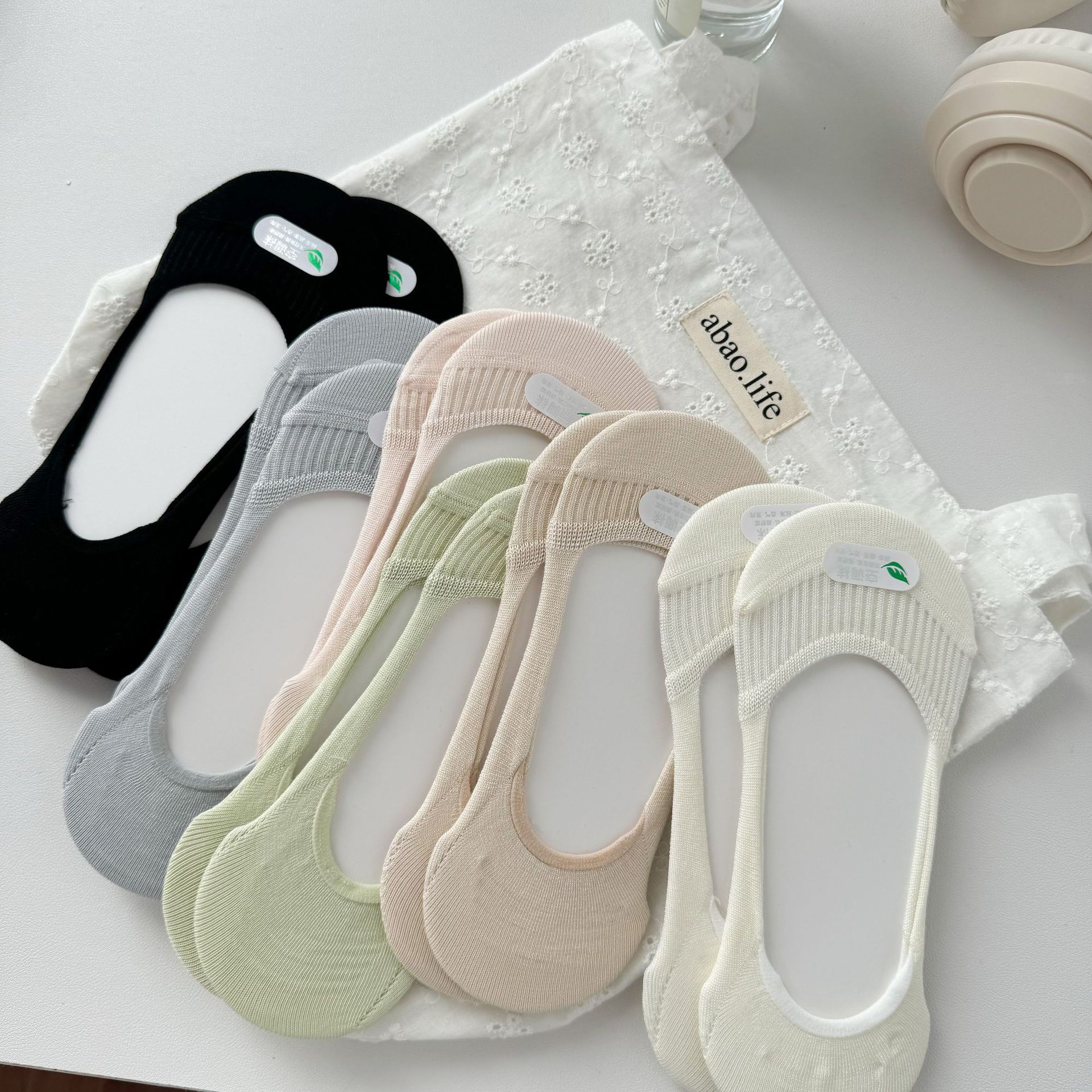 Air-conditioning Socks Children's Summer Boat Socks Summer Thin Ins Trendy Shallow Mouth Transparent Invisible Non-slip Short Socks with Mesh