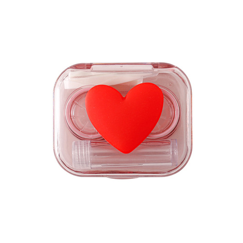 Candy Colored Love Twist-Free Contact Lens Case Transparent Contact Lens Case Portable Mini Double Box Care Companion Box