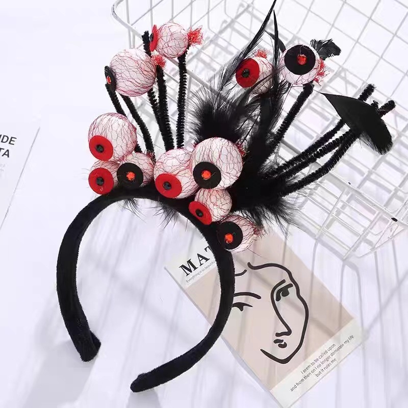 200g Weight Hair Band Hair Accessories Type Women's Hip-Hop Funny Halloween Pattern Mixing Lace Hair Band