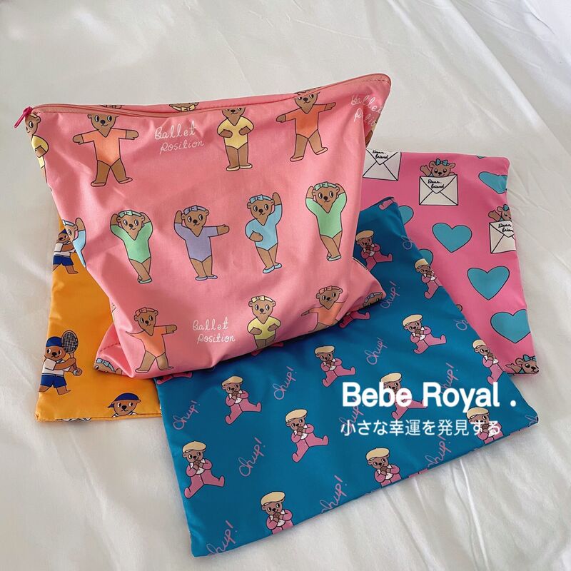 Korean Style ins Cartoon Cute Bear Storage Bag Portable Cosmetic Bag Outdoor Travel Storage Bag Wash Bag