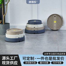 圆形隐藏式可移动花盆托盘万向轮底托滚轮接水盘塑料底座花盆座