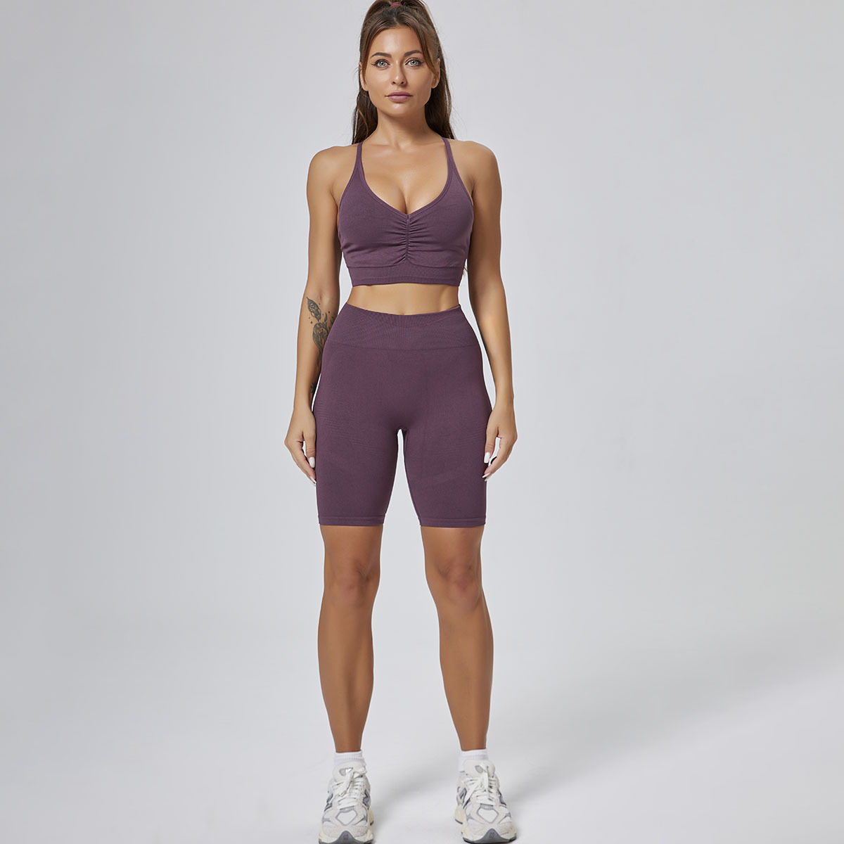 Selección estricta de Europa y Estados Unidos sexy transfronterizo de cintura alta mel melonía de caderas elevación de ropa de base apertada nuevo bra fitness set