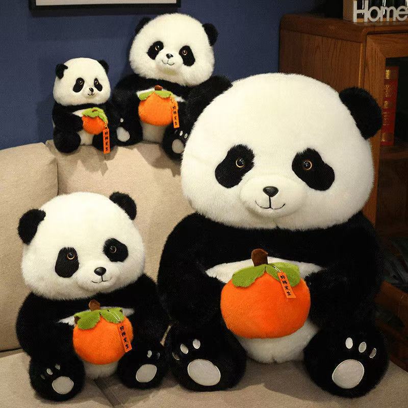 New Persimmon Panda Doll Cute Panda Doll Children's Pillow Gift Animal Plush Toy Event Wholesale