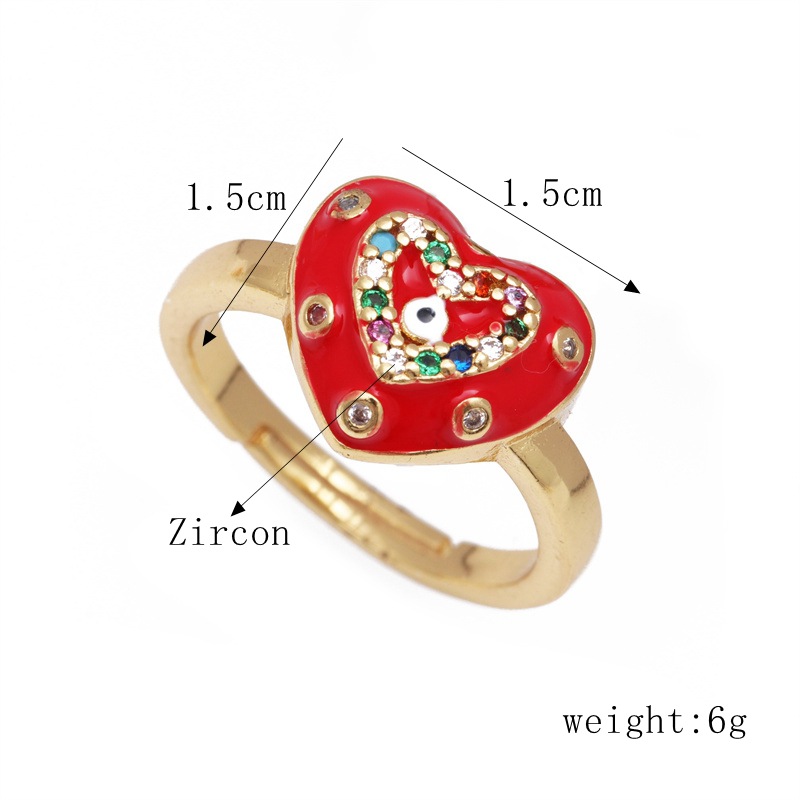 Fashion Devilu0027S Eye Heart Shape Copper Rings Inlay Zircon Copper Rings