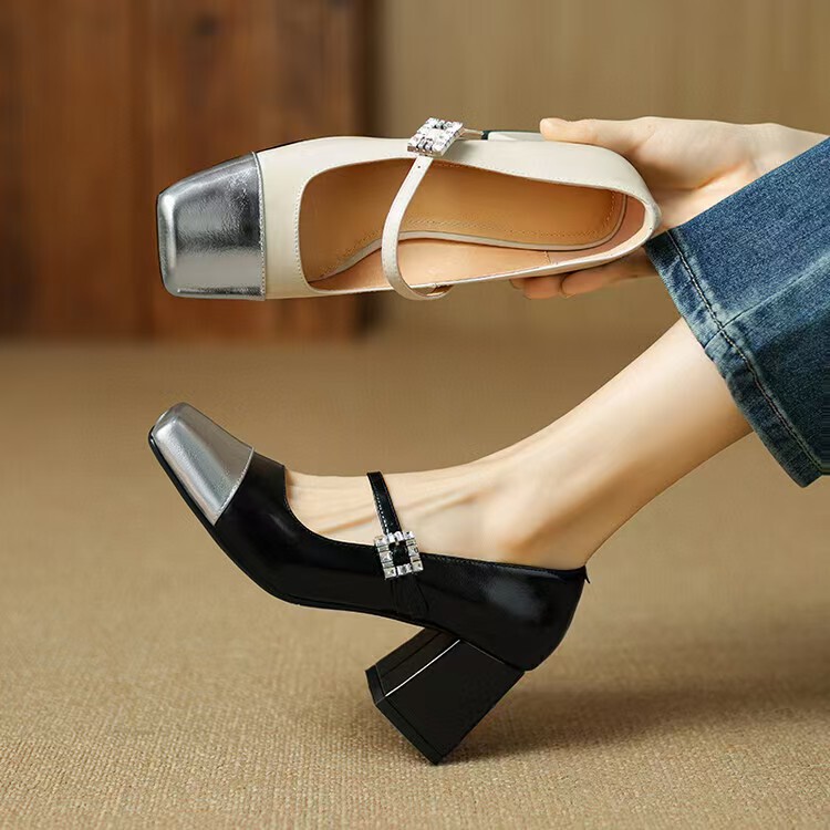Sister Ran’S Special Clearance Sale Is Non-Refundable ~~~~~ French Thick-Heeled Mary Jane Small Leather Shoes, High-Heeled Elegant Pumps