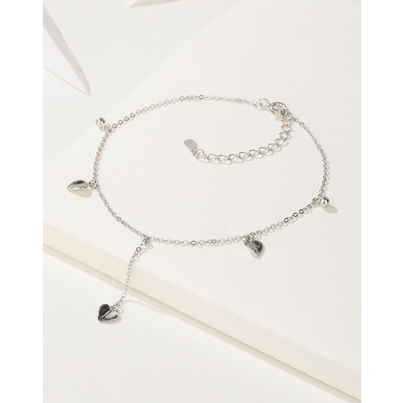 S925 plata esterlina amor tobillera mujer verano playa chica tobillera pie cadena nicho diseño alto grado pie desnudo cadena
