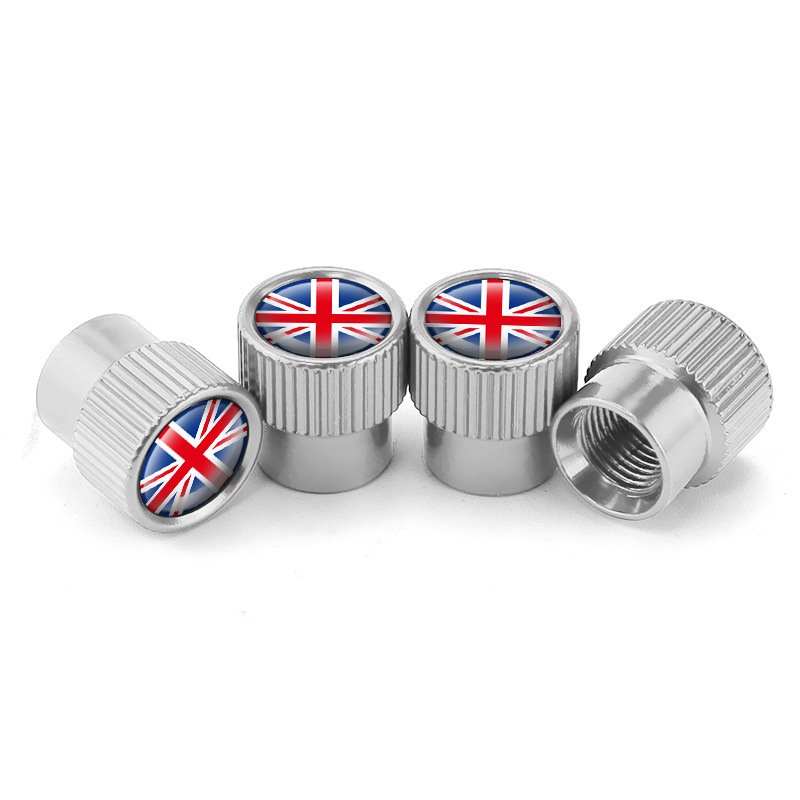 Cross-border car exterior aluminum alloy British flag valve cap valve cap creative air nozzle cover car exterior
