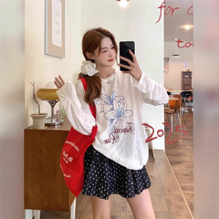 【自宅工場現物】韓国系の怠惰なプリント長袖tシャツ女性夏のゆるい薄い日焼け止め上着