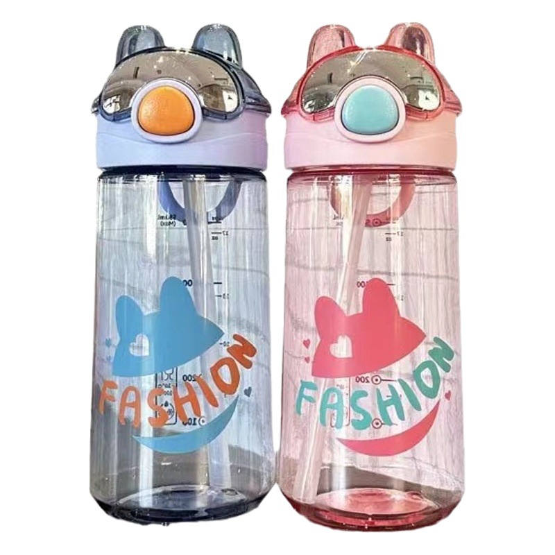 Xinbeidi 6047 espacio taza de moda gafas oreja cubierta elástica taza de plástico con mango taza de agua paja celebridad de Internet taza de agua