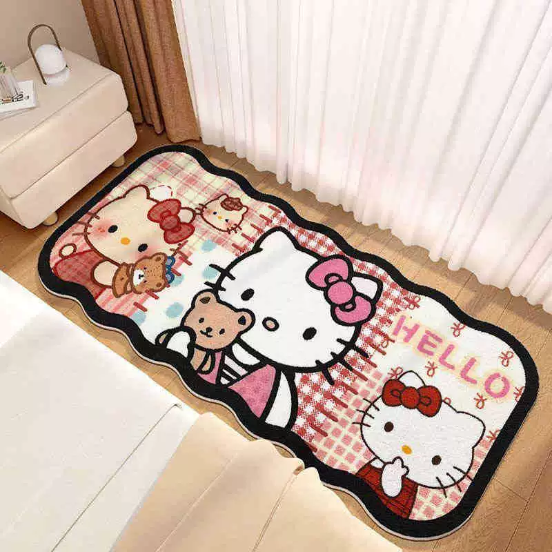 Непоскользящий коврик прикроватный Hello Kitty, искусственный мех, противоскользящая подложка, размеры 40×120–120×200 см