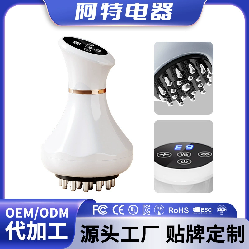 Трансграничная электрическая массажная щетка меридиана, автоматический инструмент для соскабливания, вибрационное микротоковое дно, нагрев, соскабливание горячим компрессом с красным светом