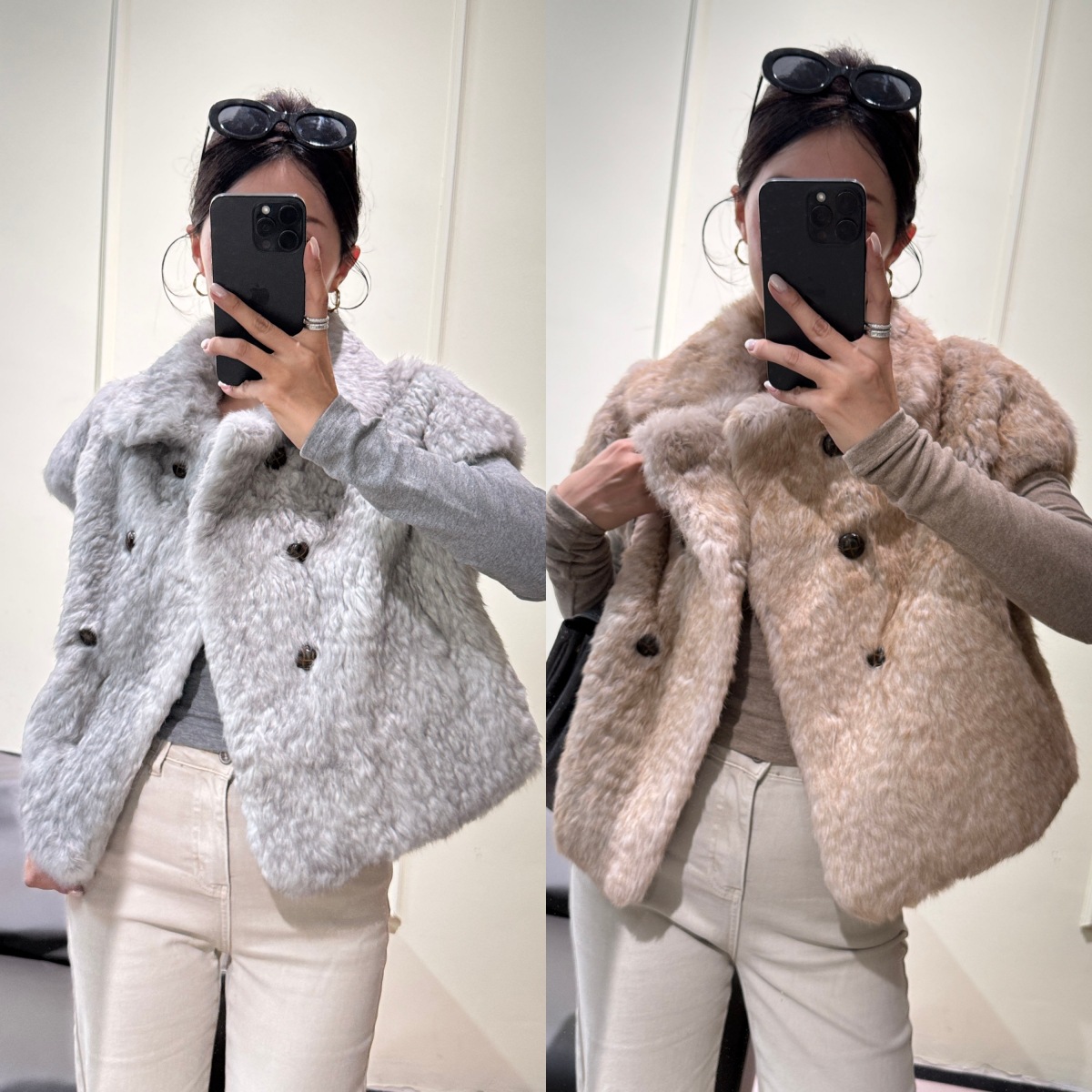One-piece dropshipping, real photos of rabbit fur two-tone integrated fur, Haining fur vest, short-sleeved women's coat, best-selling item.