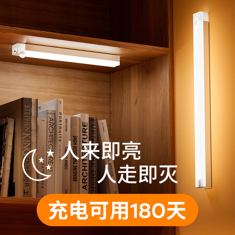 Led Human Body Sensor Light Strip Magnetic Suction Light Cabinet Light Long Strip Sensor Night Light USB Charging Cabinet Sensor Light Strip