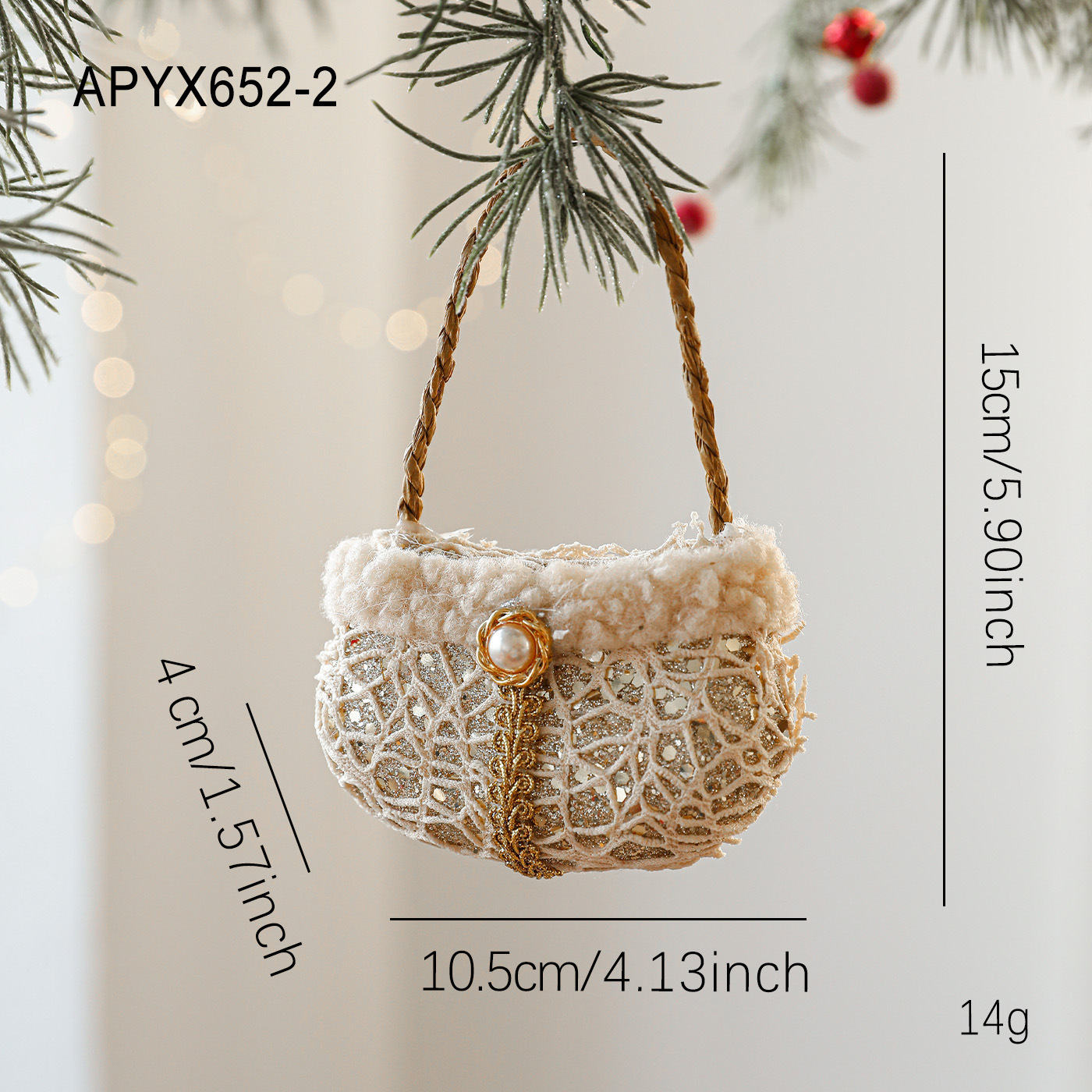Nuevos colgantes de Navidad de espuma de color champán polvo adhesivo envoltura tela decoración de árbol de Navidad colgantes de perlas diseño de escena de forma especial