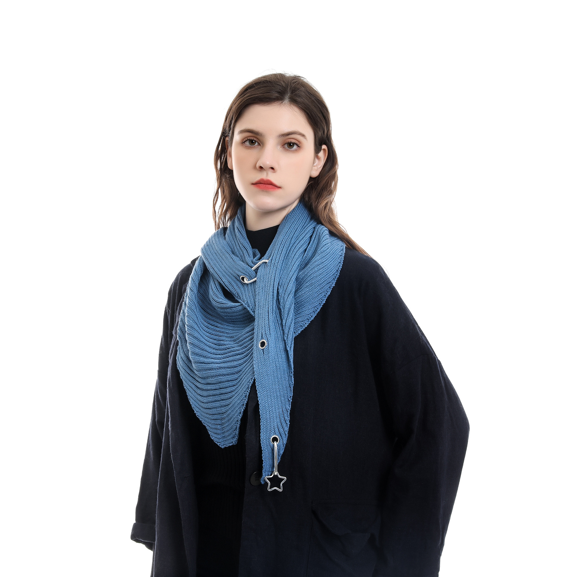Otoño e invierno nueva bufanda de lana cálida para hombres y mujeres mismo triángulo bufanda temperamento de moda personalidad simple 2021