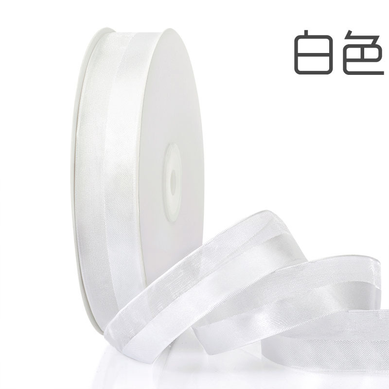 2,5 cm medio satén medio hilo cinta de nieve ramo fresco caja de regalo embalaje vendaje cinta decoración de la torta