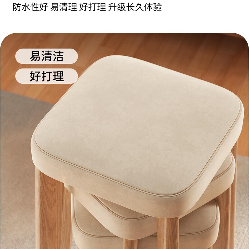 無垢材のスツール、積み重ね可能なソフトパッケージの正方形のスツール、家庭用の丈夫で耐久性のあるダイニングテーブルの予備の背の高いベンチ、シンプルなレストランの椅子|undefined