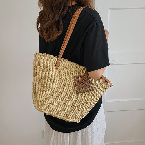 Women's Crossbody Handbag, Straw Woven Bag, Casual Summer Beach Vacation Large Capacity Bag