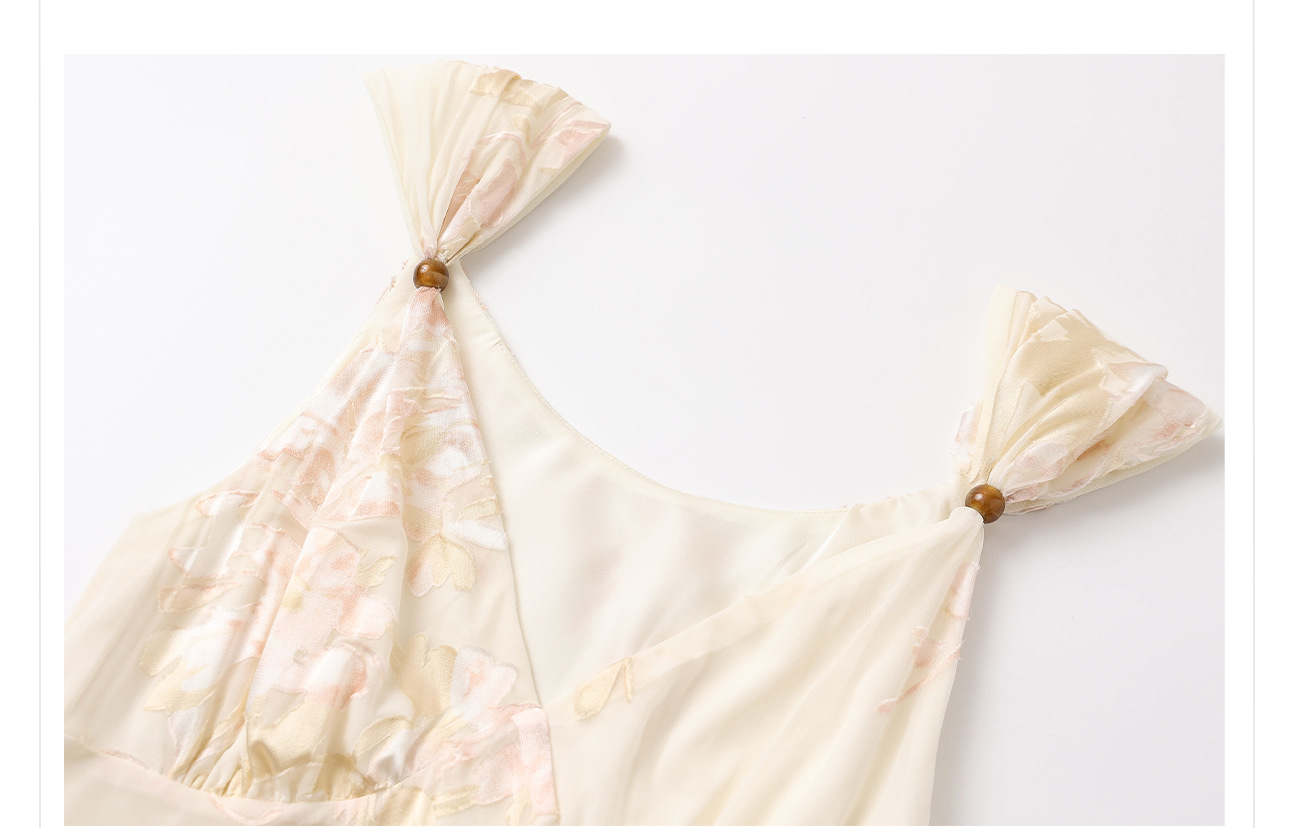 Đầm ôm body nữ phong cách Trung Hoa mới in họa tiết quốc phong chất rayon mùa hè ZX N5084 — Màu trắng be chi tiết 6