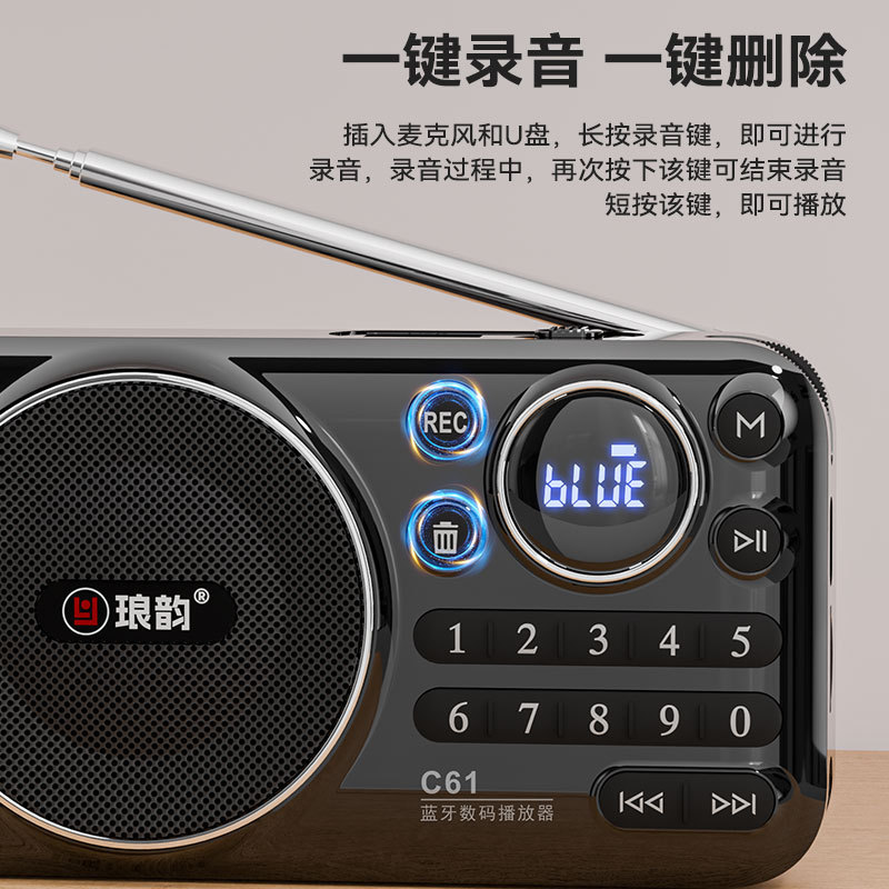 琅韵C61蓝牙插卡音响 便携式老年机 听戏机扩音器 音频播放器|undefined