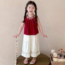 女童夏季套装2025新款洋气时髦儿童波西米亚女宝宝夏装贝壳民族风