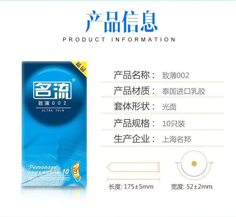 Celebrity Ultra-Thin 002 Condoms 10-Pack, Latex, Medium, Thin Design — detail image 2