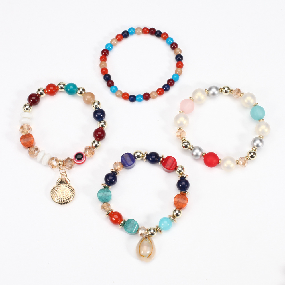 Böhmisches Muschel Perlen Armband Mit Elastischem Augen Schmuck_voghion.com