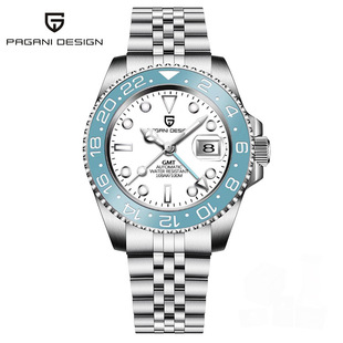 PAGANI bojiani fashion Men's automatic mechanical watch GMT two hour clock luminous calendar watch 1662