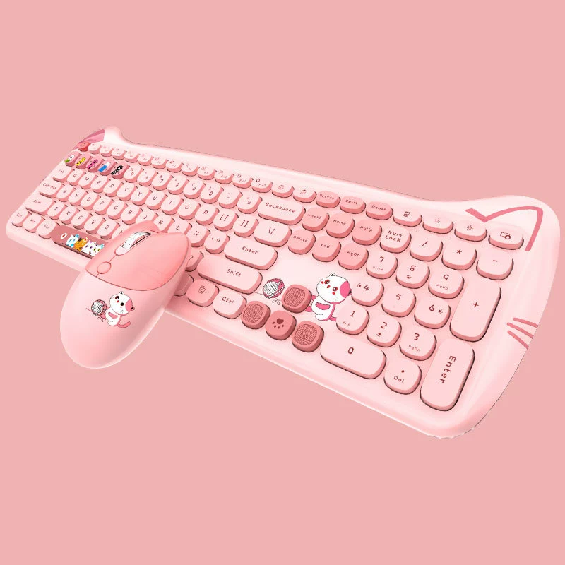 Wireless keyboard, mouse, cute acrylic unlimited set for office