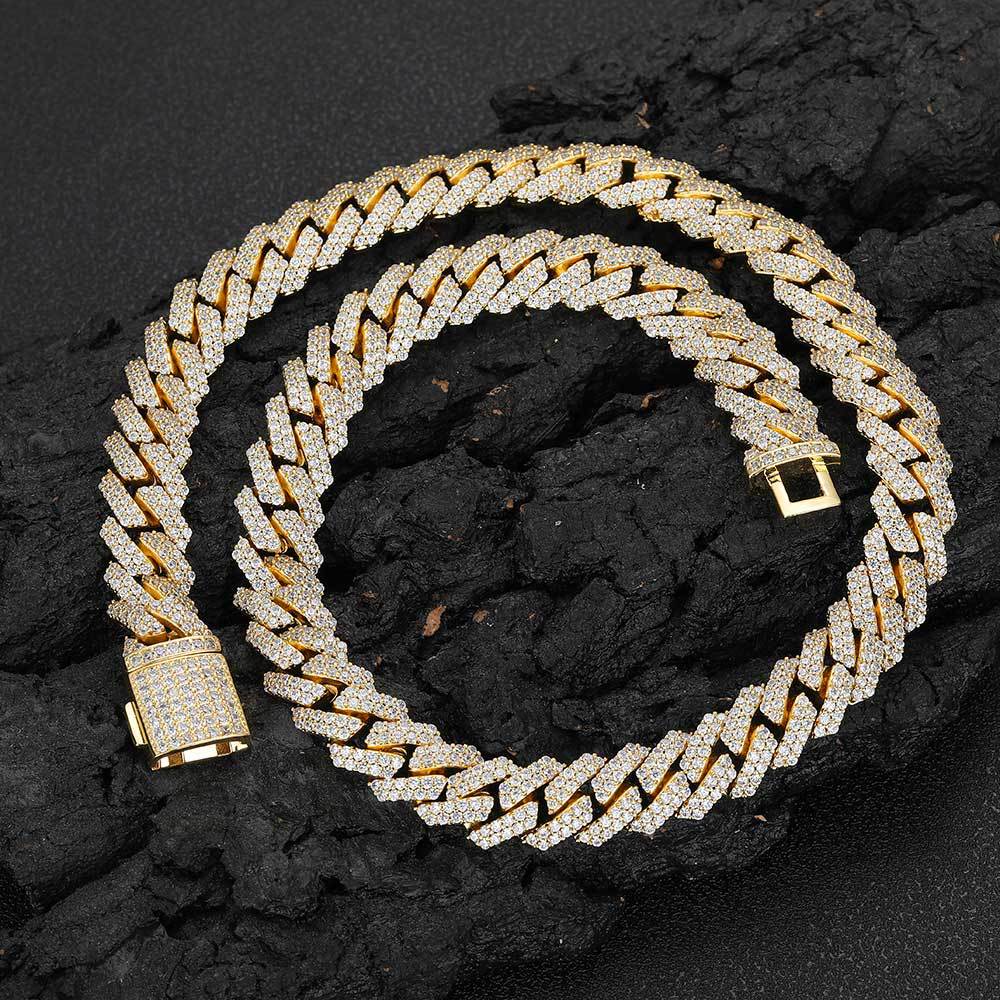 cuban link chain Chain Type Hip-hop Geometric Copper Inlay Zircon Necklace
