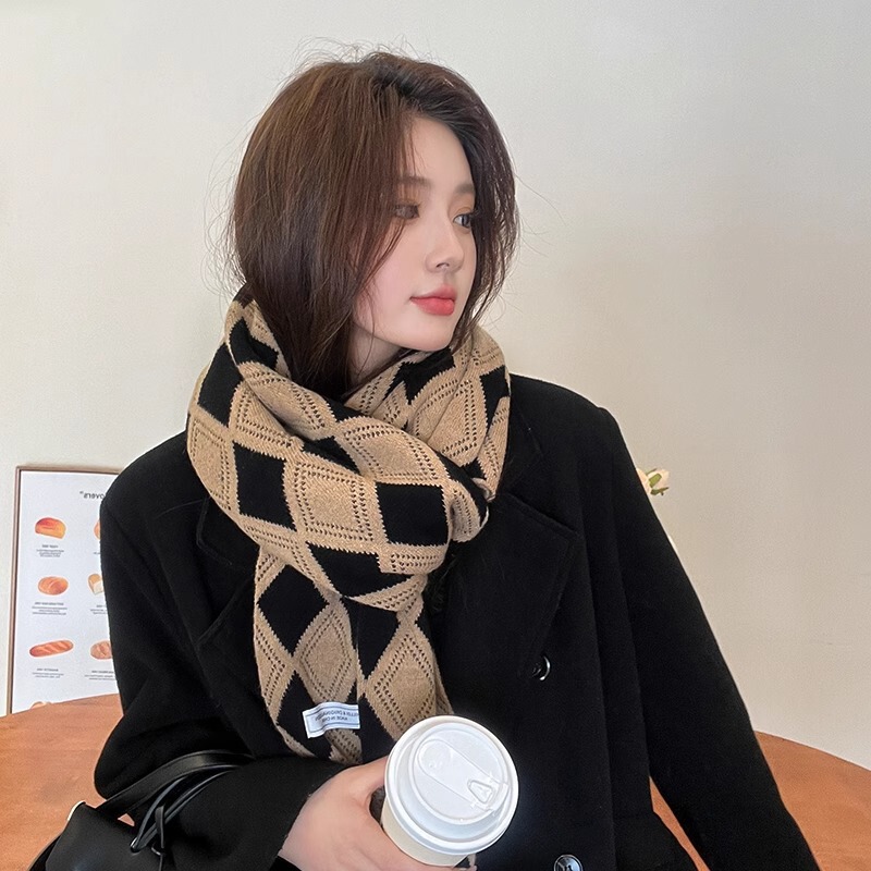 2024新型ニット毛糸両面マフラー女子女子秋冬百合首厚保温韓国版シンプルファッション|undefined