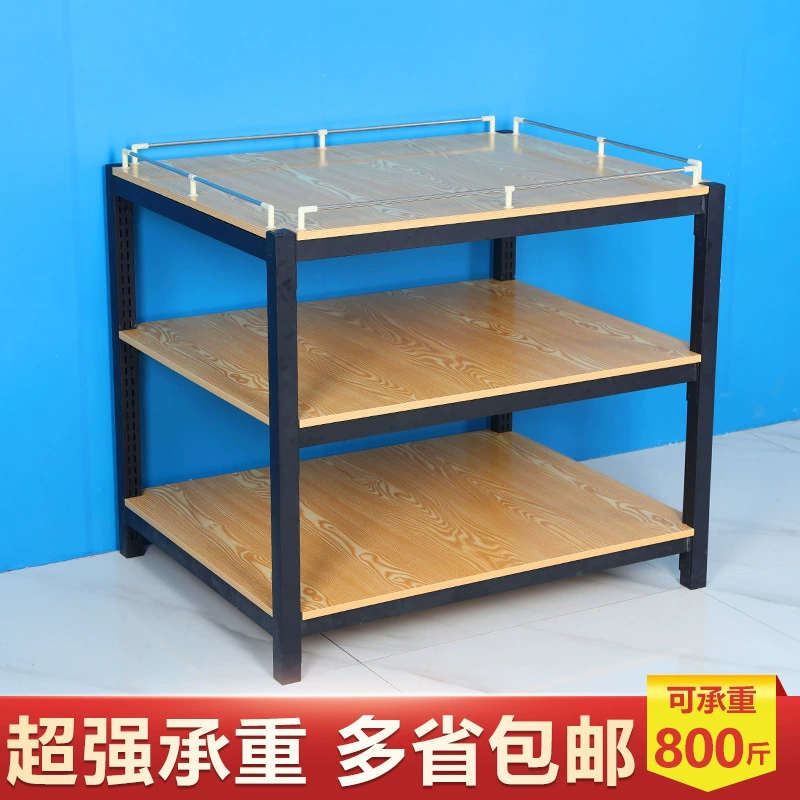 Стеллаж для молока в супермаркете для круп, риса, лапши и промо-стойка для напитков, усиленный стальной и деревянный напольный стеллаж.