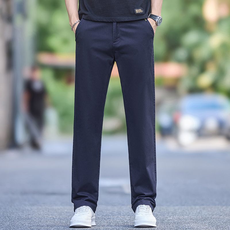 Spring and summer leisure light business cotton elastic waist loose straight pants men's trendy all-match summer explosions casual loose men