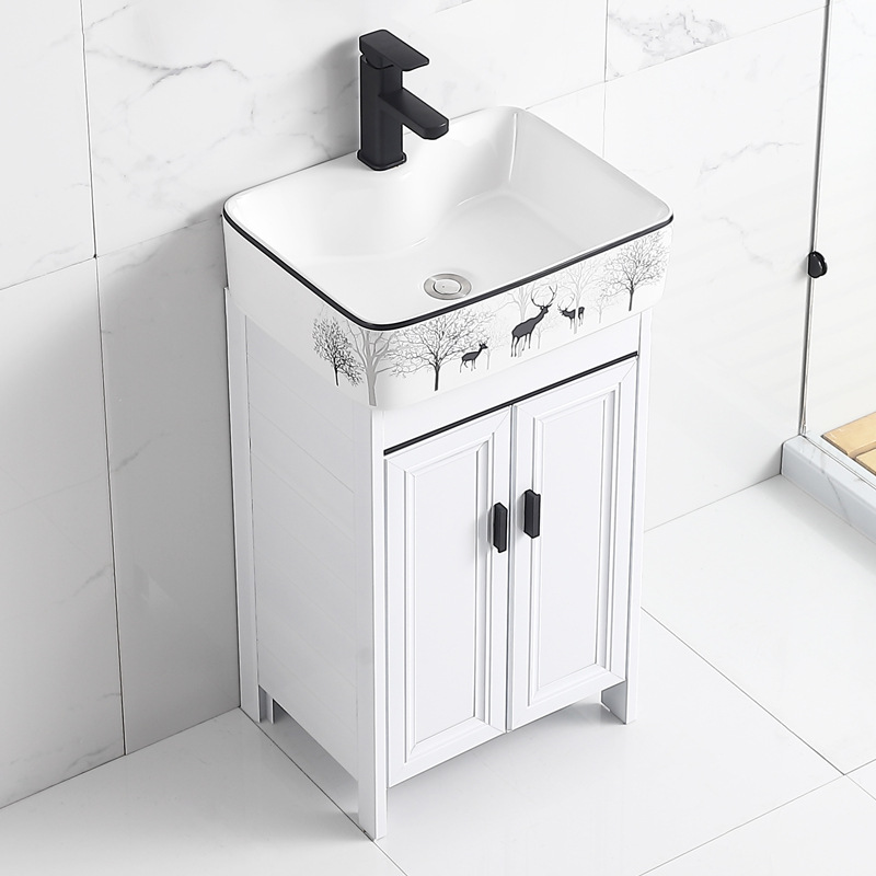 Floor-Standing Washbasin Cabinet Combination Balcony Waterproof Bathroom Cabinet Washbasin Small Apartment Washbasin Bathroom Basin