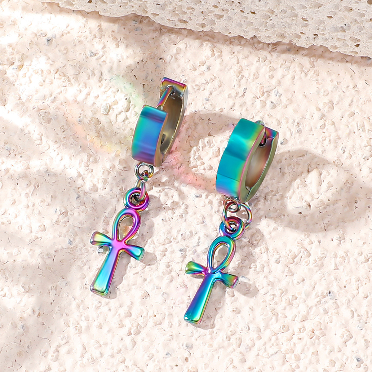 1 Piece Quantity 1 Piece Vintage Style Cross 304 Stainless Steel Drop Earrings