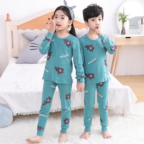 Children's autumn clothes and long pants set pure cotton medium and large children's cotton boys' thermal underwear boys' clothing girls' pajamas