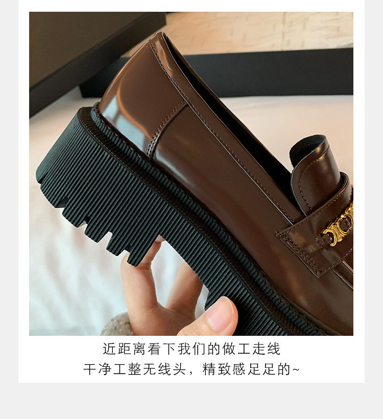 Giày lười nữ mũi tròn đế dày tôn dáng, xỏ chân kiểu slip-on gót thô 3–5 cm — Màu nâu, Màu đen chi tiết 10