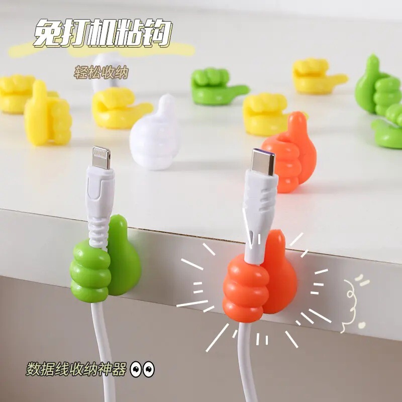 Creative Thumb Hook Cable Manager Data Cable Organizer Punch-Free Traceless Adhesive Hook