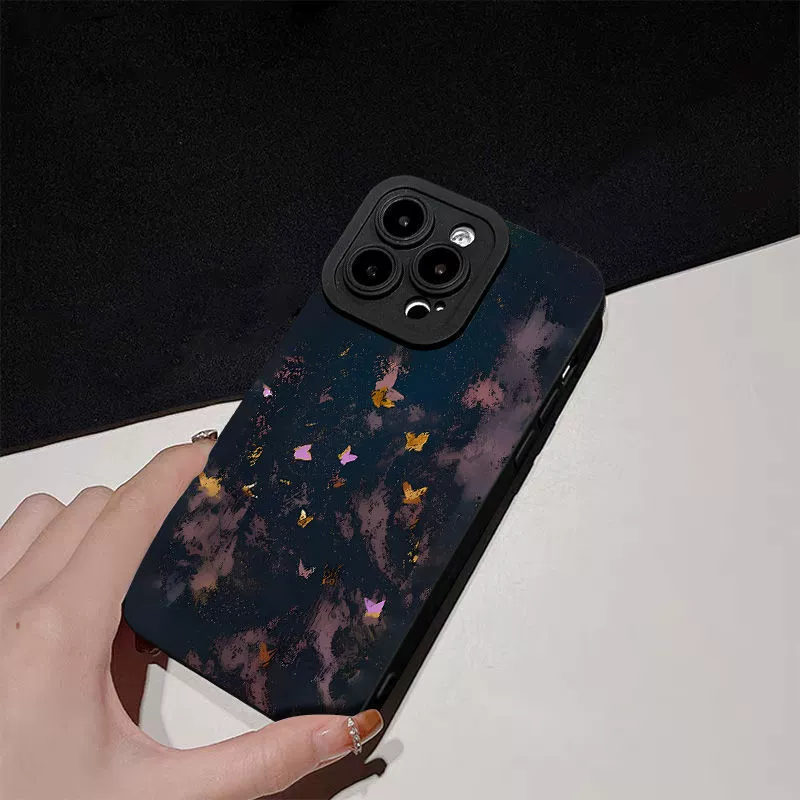Яркий чехол с бабочкой, совместим с Apple iPhone 15/16/16 Pro Max, для моделей с глазком камеры, тонкие отверстия, подходит для XSMAX/11/12/XS