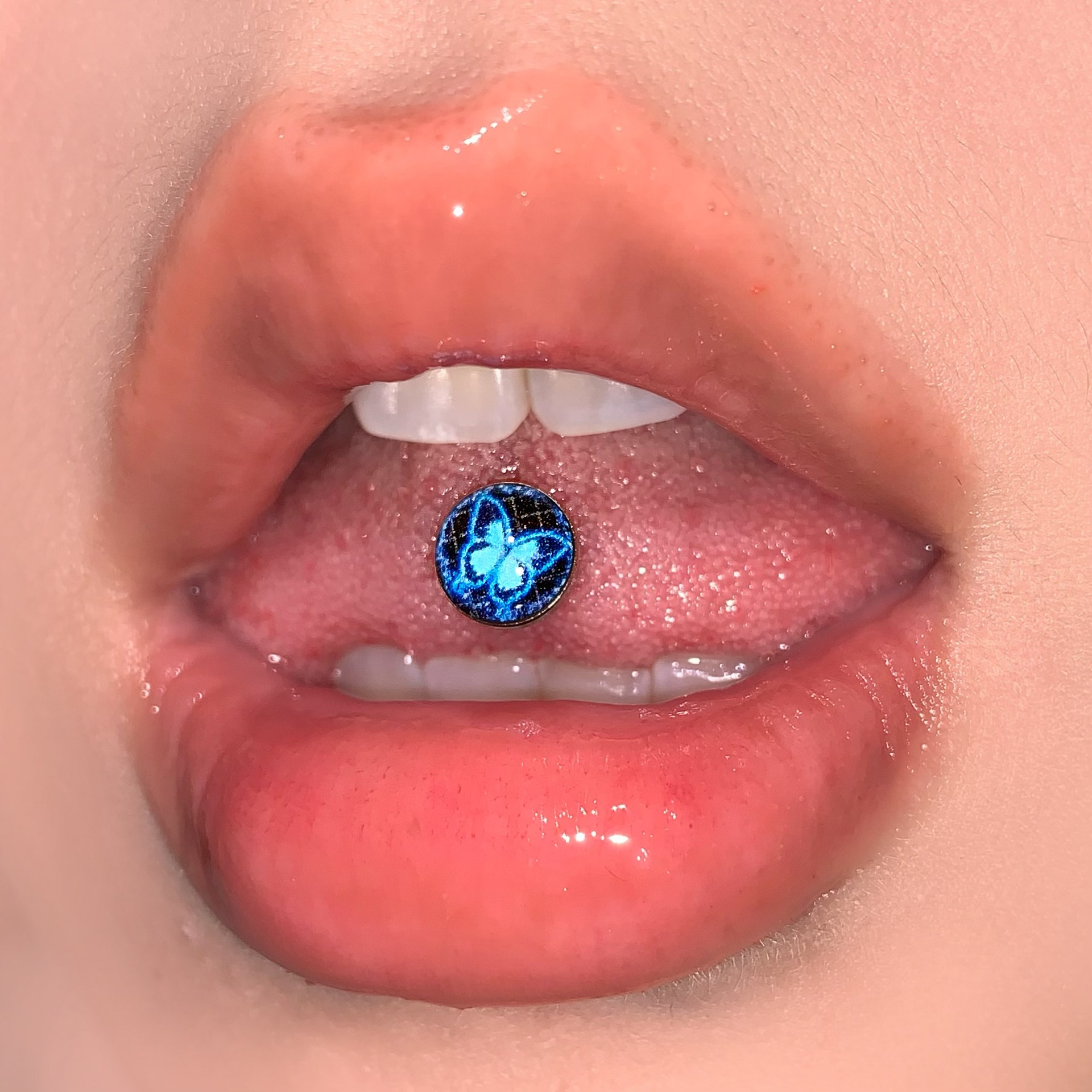 Labret stud lip piercing jewelry styling detail