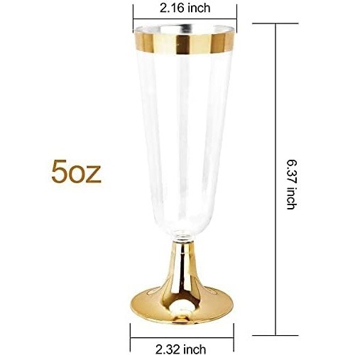 5oz Thick Gold-Color Disposable PS Plastic Champagne Cup Ice Cream Cup Martini Glass