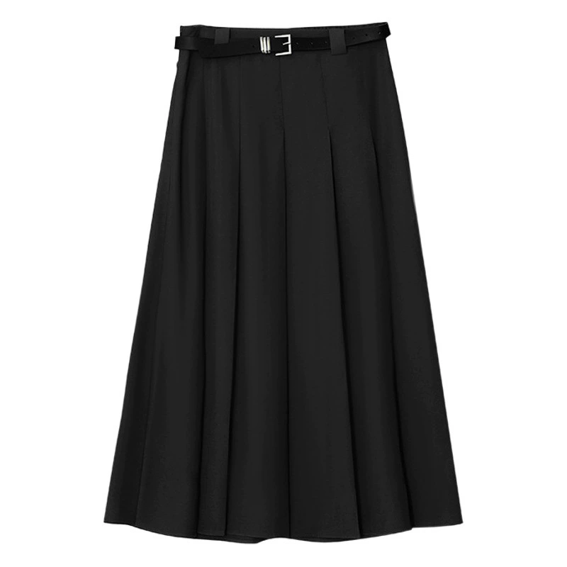 7817 Xuanchen плюс размер женский осенний Новый кулон с высокой талией для похудения Плиссированное Платье Костюм Пояс юбка